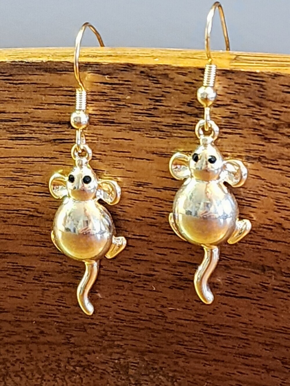 Mouse Rat Shape Dangle Earrings Animal Theme EUC Shepards Hook Pierced Ears